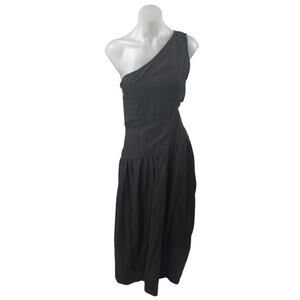 Venus Women Black One Shoulder Sleeveless Cutout Waist Midi A Line Dress Size 2